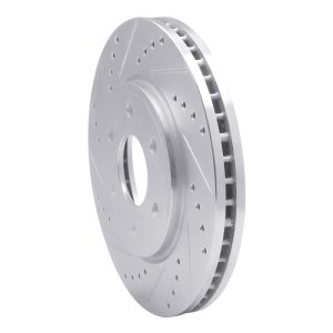 Nissan Frontier Brake Rotor (1) - Front Left - R1 Concepts - Drilled & Slotted - Silver - `05-`21